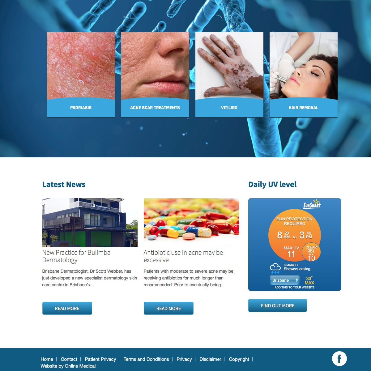 Bulimba Dermatology Home Page Features
