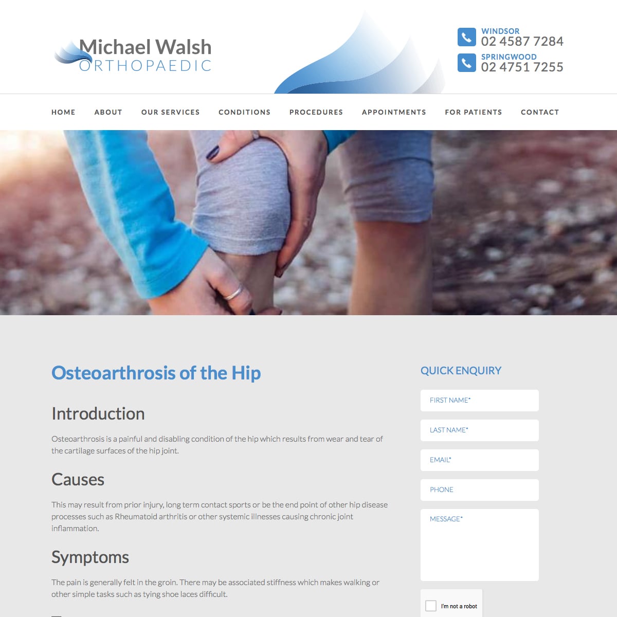 Michael Walsh Orthopaedic - Osteoarthrosis of the Hip