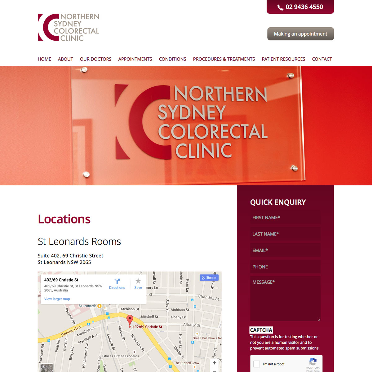Northern Sydney Colorectal Clinic Locations