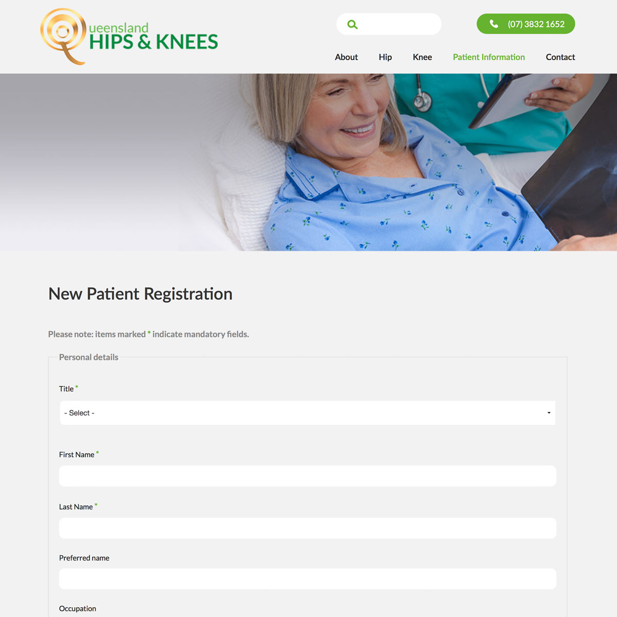 Queensland Hips and Knees - New Patient Registration